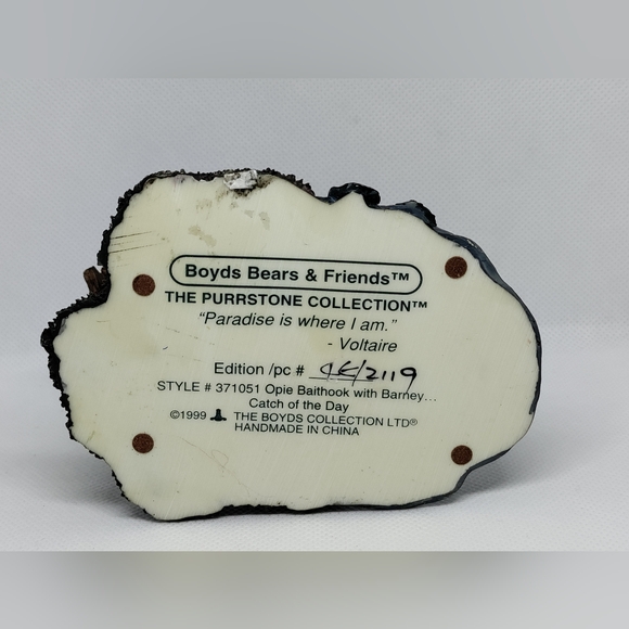 1999 VTG Boyds Bears & Friends The Bearstone Collection Catch Of The Day - Picture 2 of 7